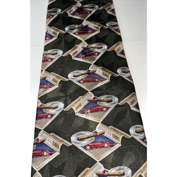 Les Impromptus Paris Silk Men's Green Tobacco Ashtray Car Tie‎ - Picture 1 of 4